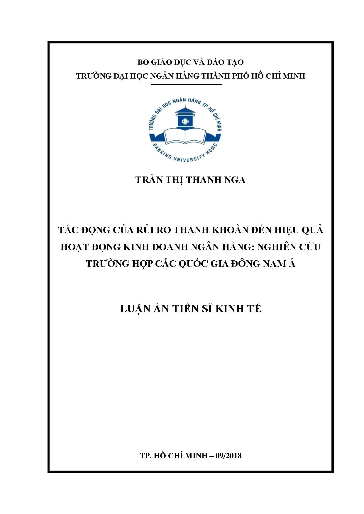 Luận án tiến sĩ kinh tế tác động của rủi ro thanh khoản đến