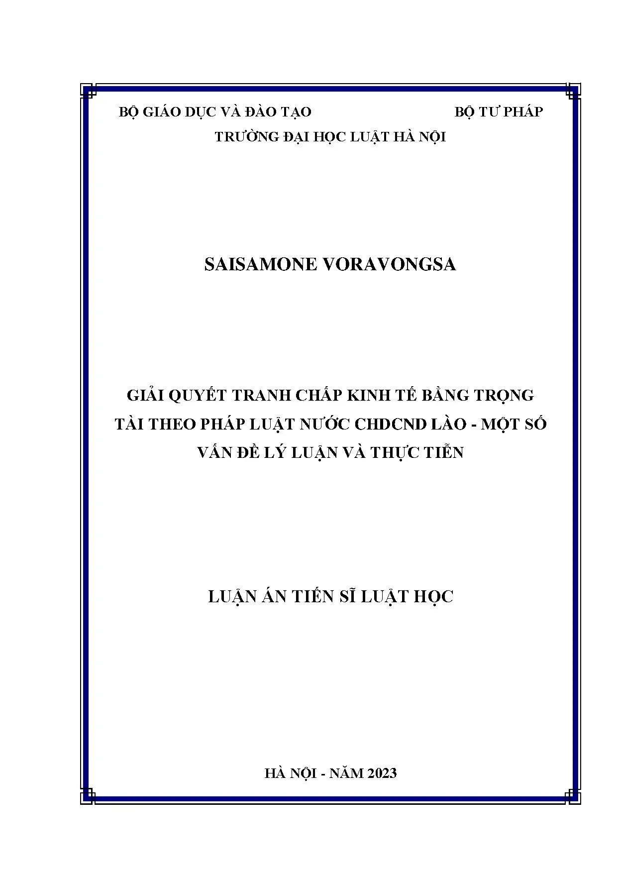 Trọng tài giải quyết tranh chấp kinh tế Lào: Lý luận & Thực tiễn