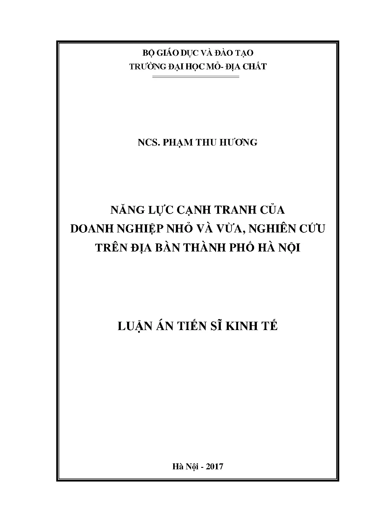 Năng lực cạnh tranh doanh nghiệp nhỏ và vừa tại Hà Nội