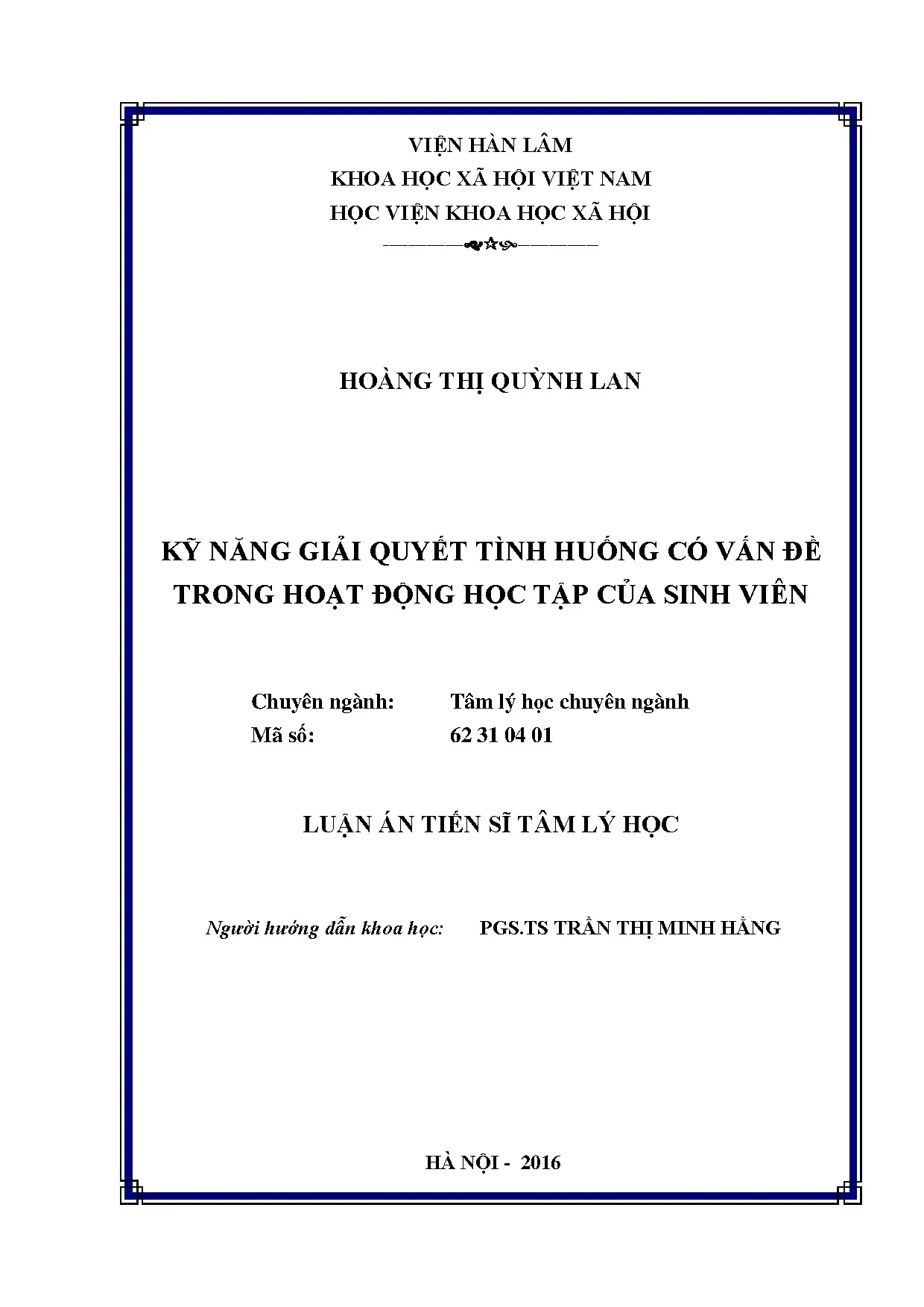Giải quyết tình huống có vấn đề trong học tập sinh viên