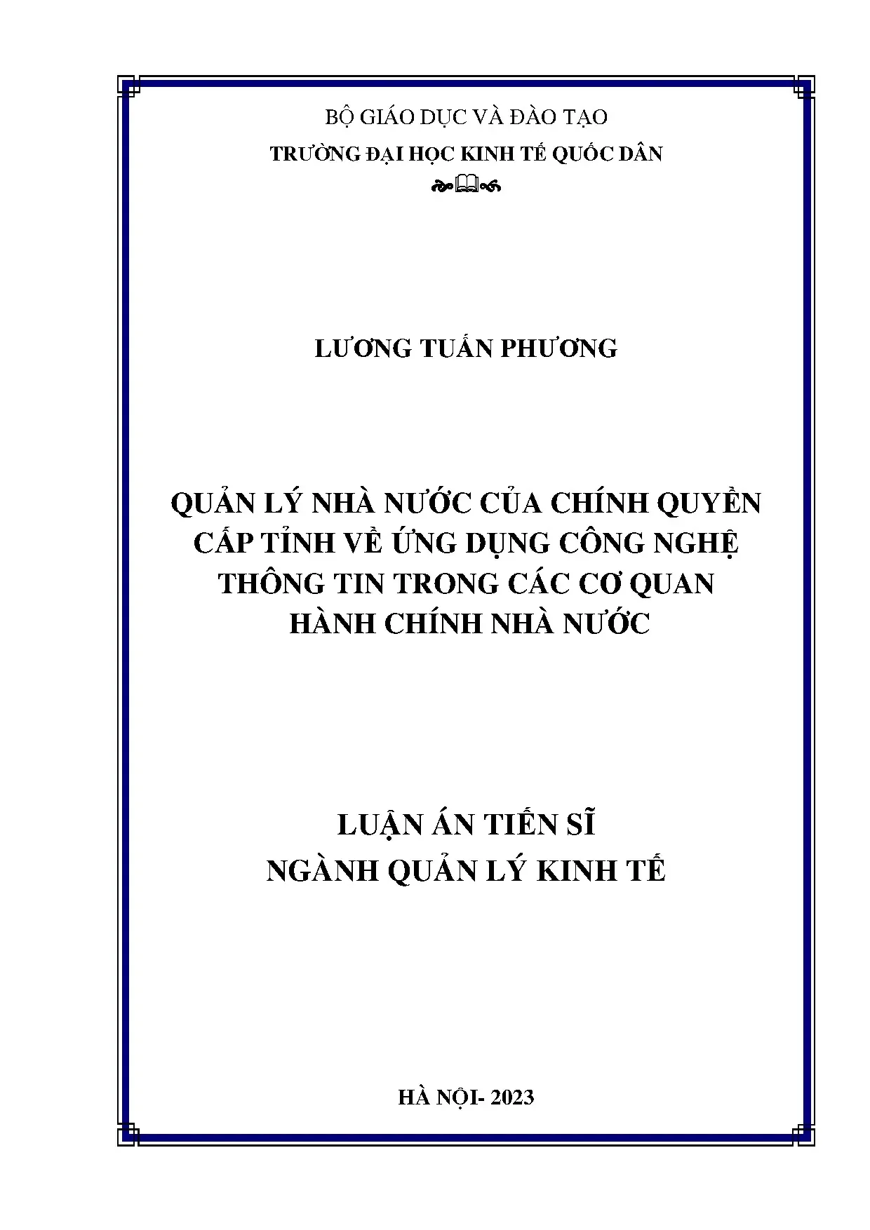 Quản lý nhà nước về ứng dụng CNTT trong cơ quan hành chính cấp tỉnh
