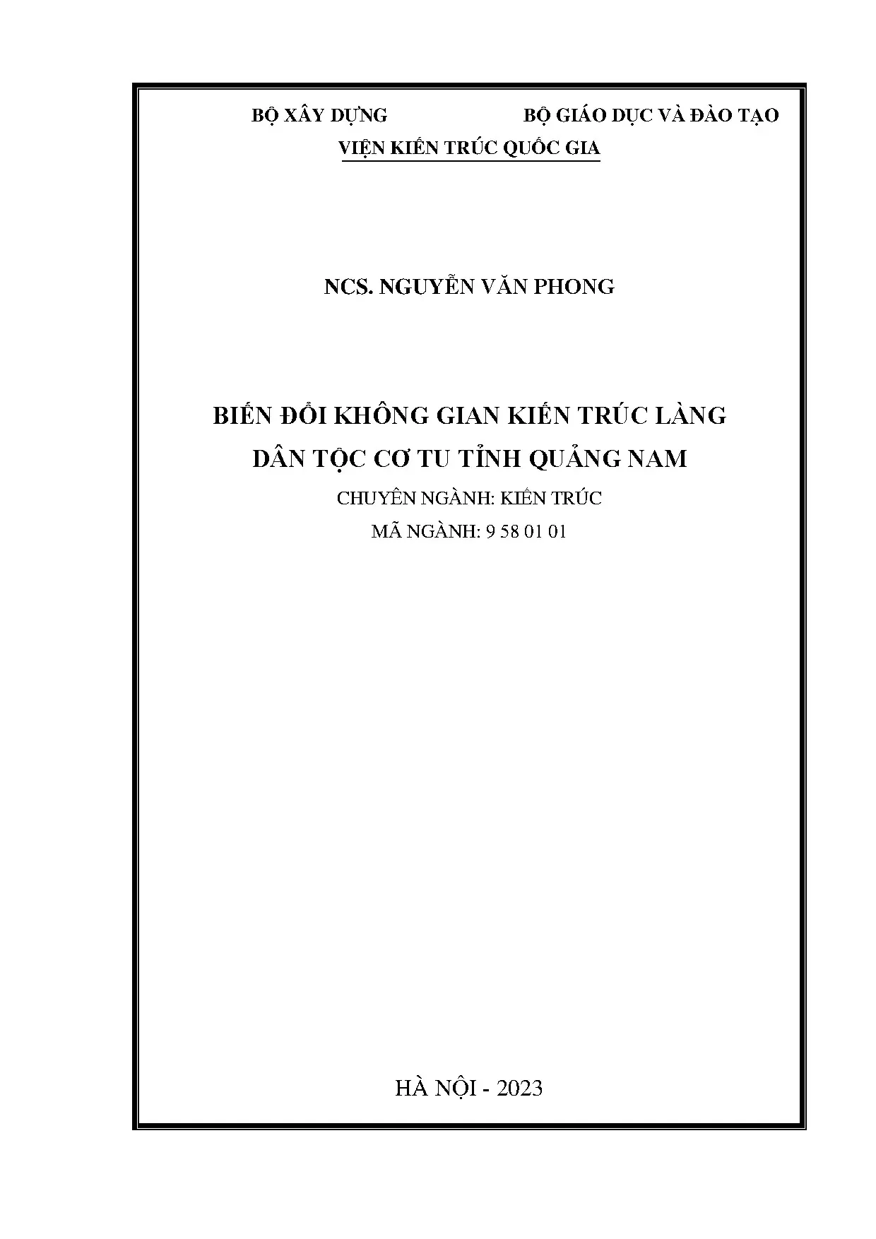 Biến đổi không gian kiến trúc làng Cơ Tu Quảng Nam