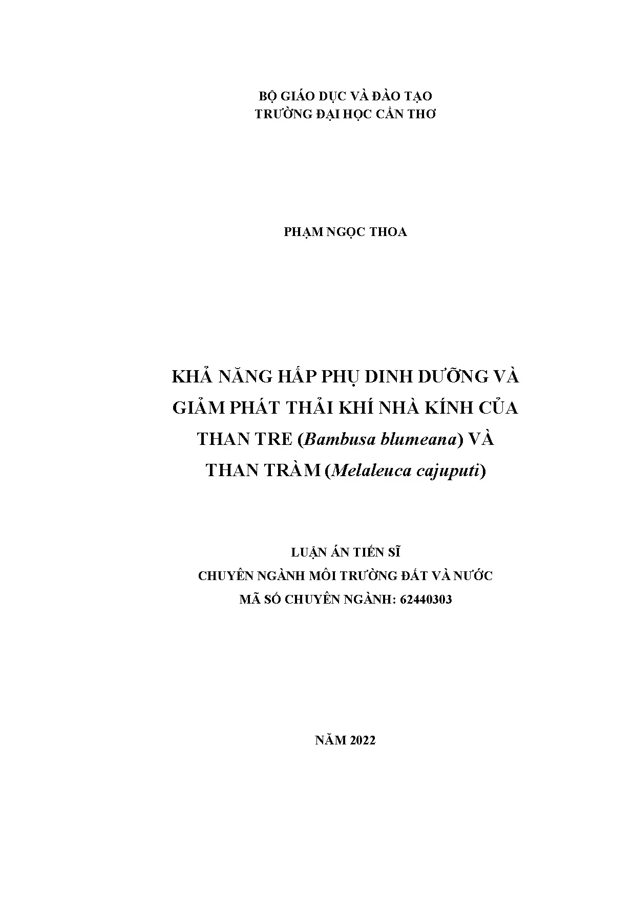 Luận án tiến sĩ khả năng hấp phụ dinh dưỡng và giảm phát thả