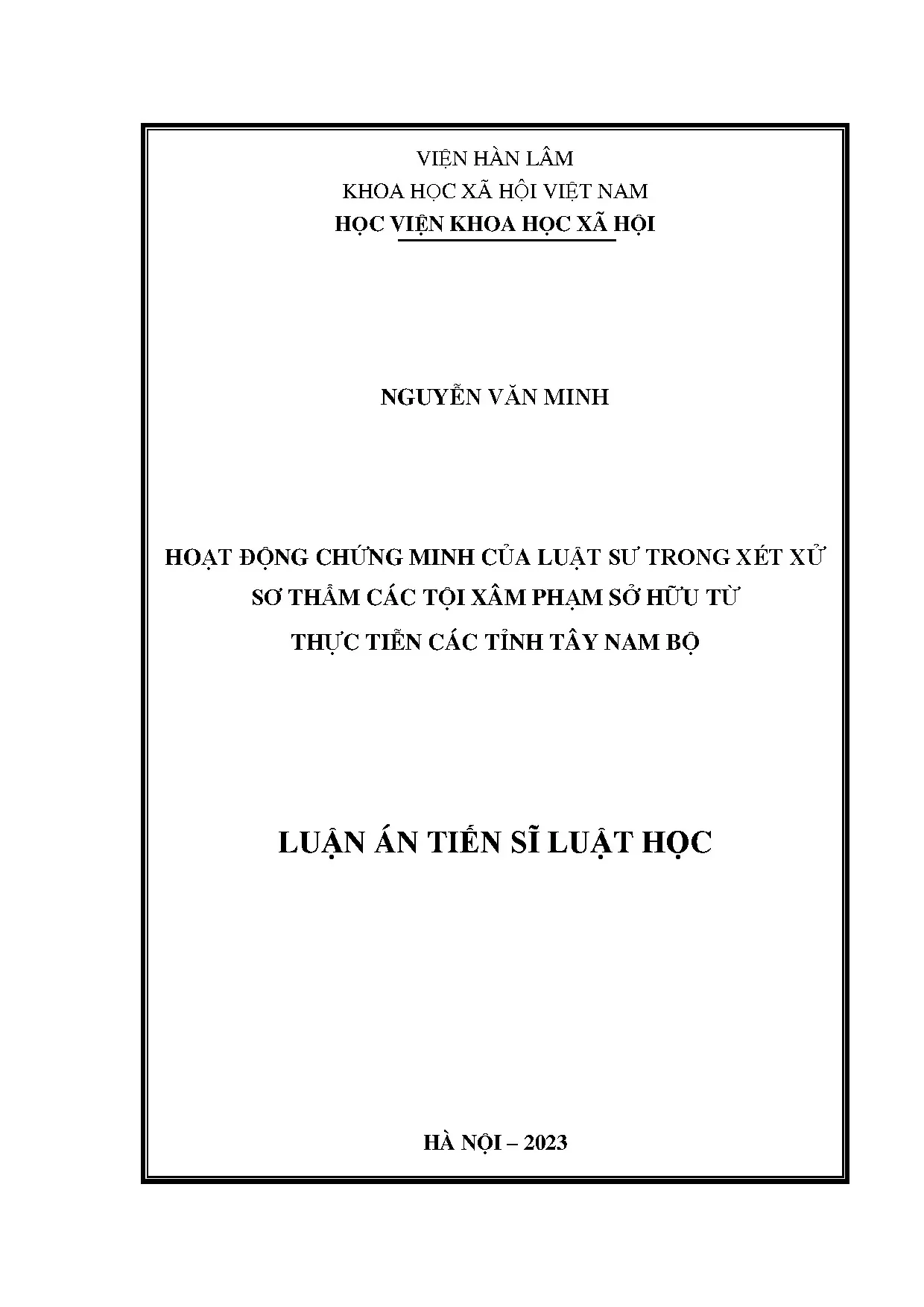 Hoạt động chứng minh của luật sư trong xét xử tội xâm phạm sở hữu