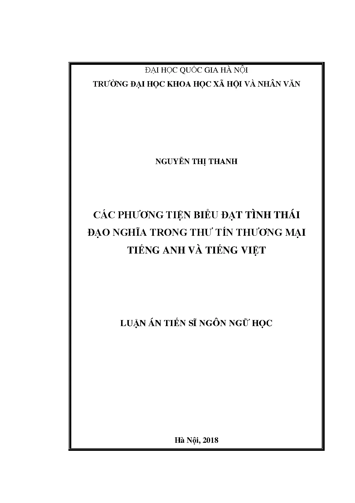 Luận án tiến sĩ các phương tiện biểu đạt tình thái đạo nghĩa