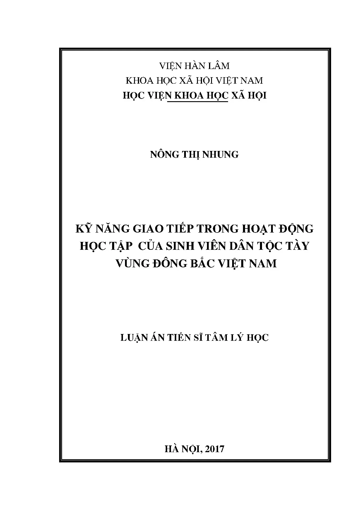 Kỹ năng giao tiếp của sinh viên dân tộc Tày vùng Đông Bắc Việt Nam