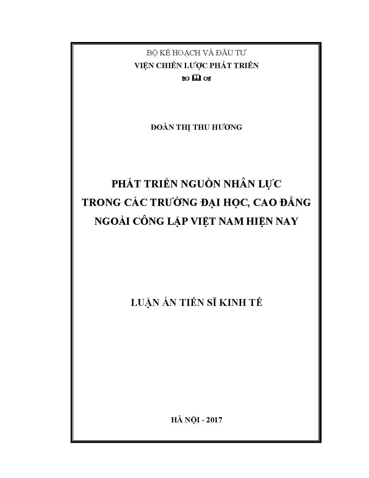 Phát triển nguồn nhân lực trong giáo dục đại học ngoài công lập Việt Nam