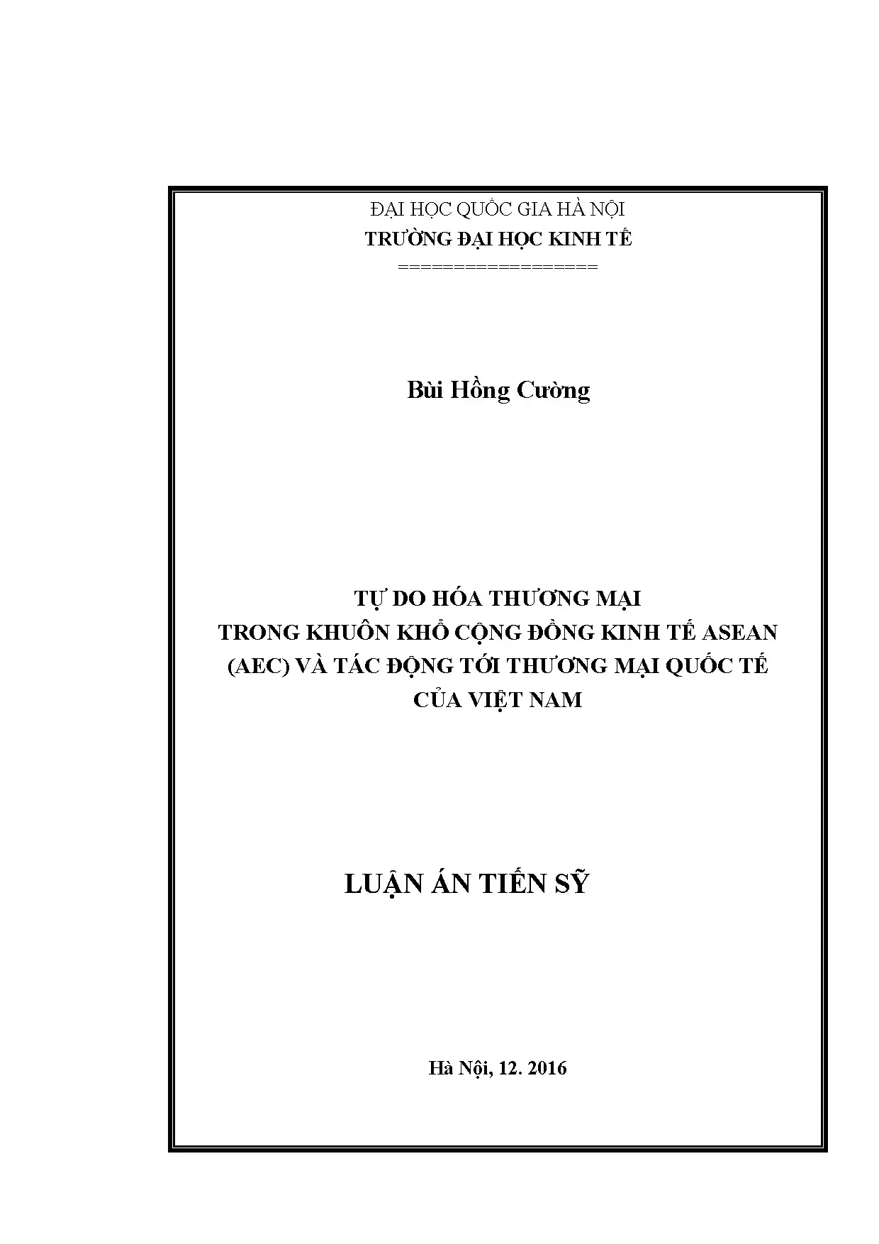 Luận án tiến sĩ tự do hóa thương mại trong khuôn khổ cộng đồ