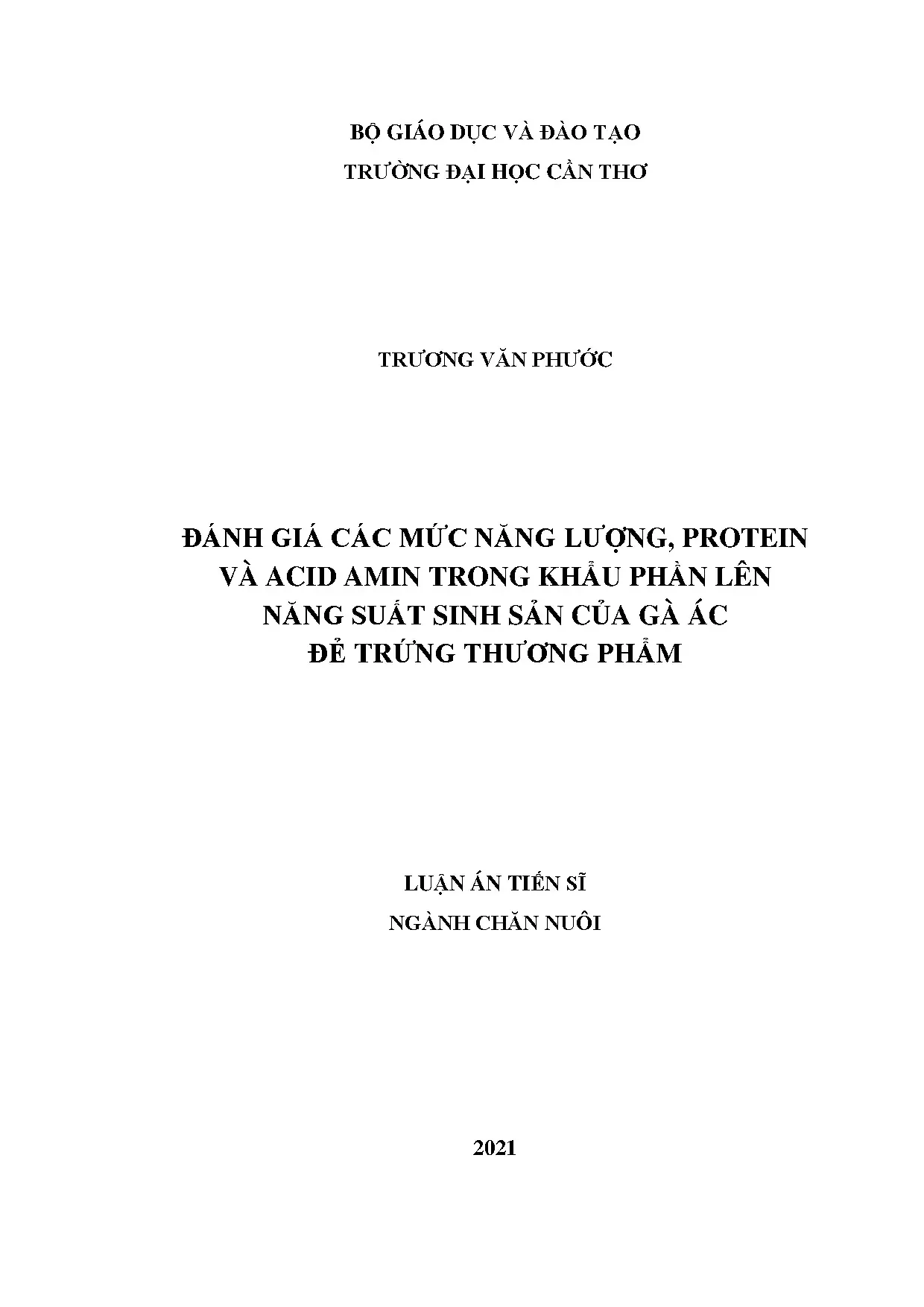 Đánh giá năng lượng, protein và acid amin lên gà ác đẻ trứng