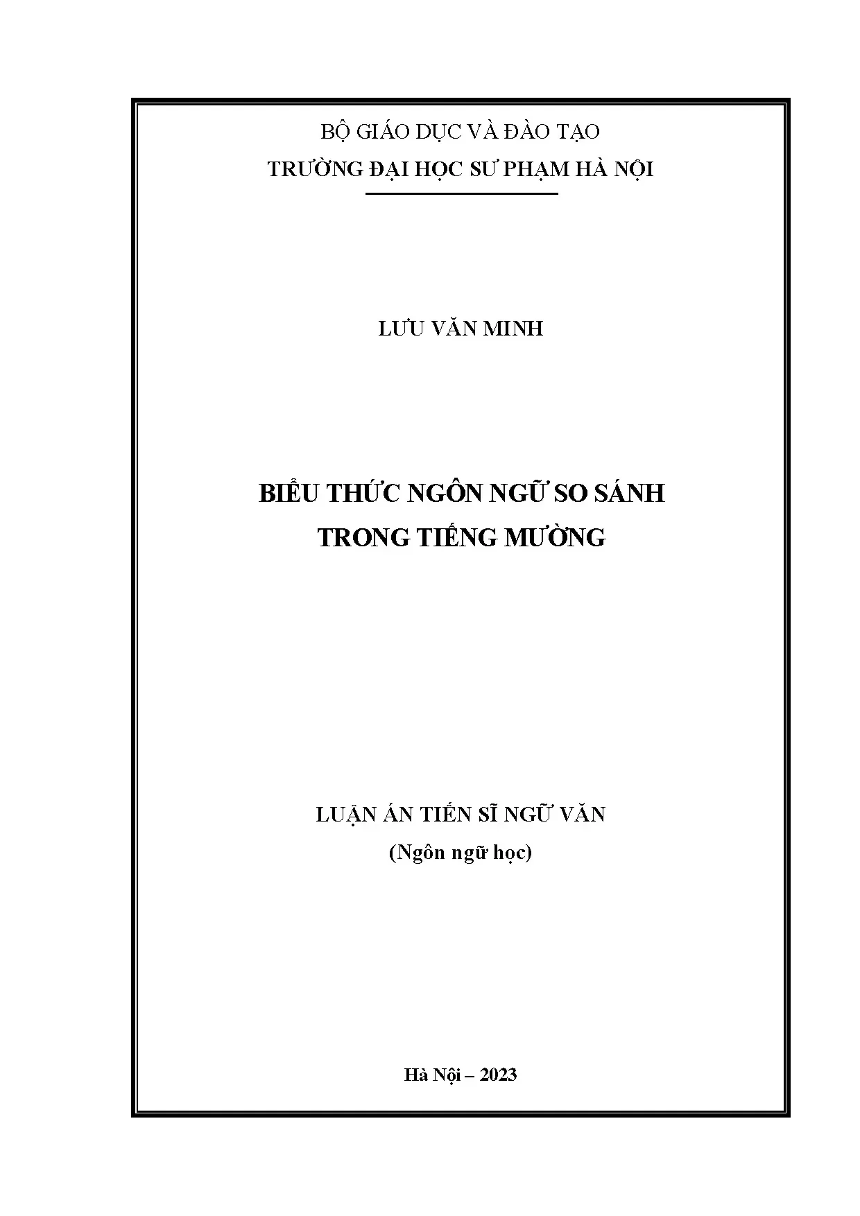 Biểu thức ngôn ngữ so sánh trong tiếng Mường: Luận án TS
