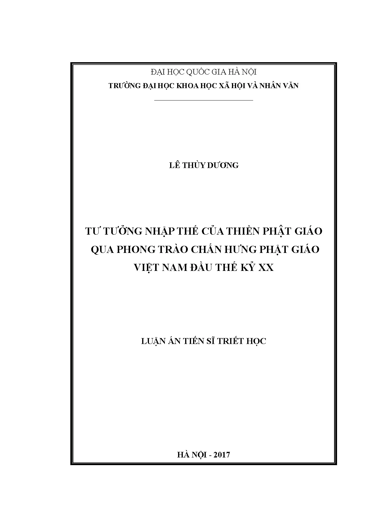 Luận án tiến sĩ tư tưởng nhập thế của thiền phật giáo qua ph