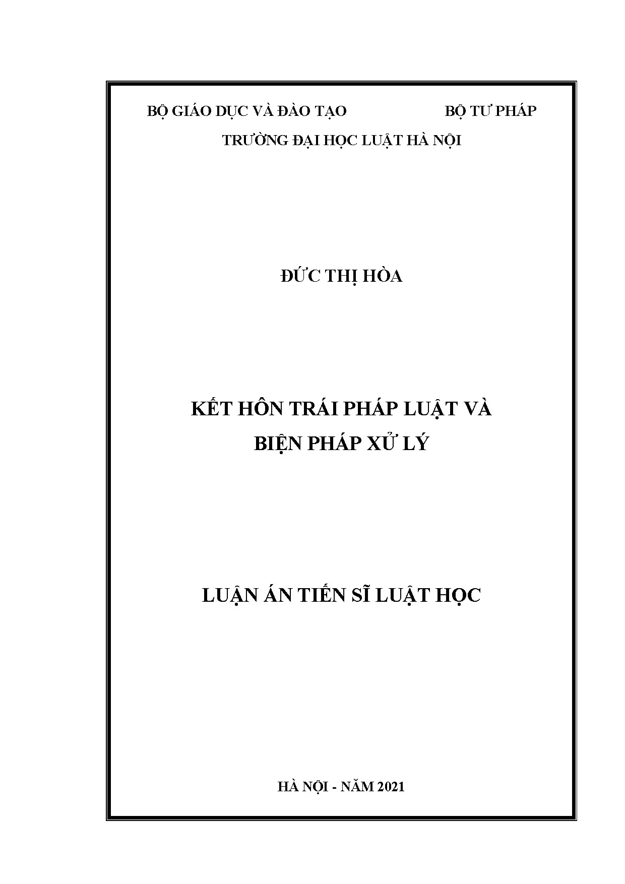 Luận án tiến sĩ kết hôn trái pháp luật và biện pháp xử lý