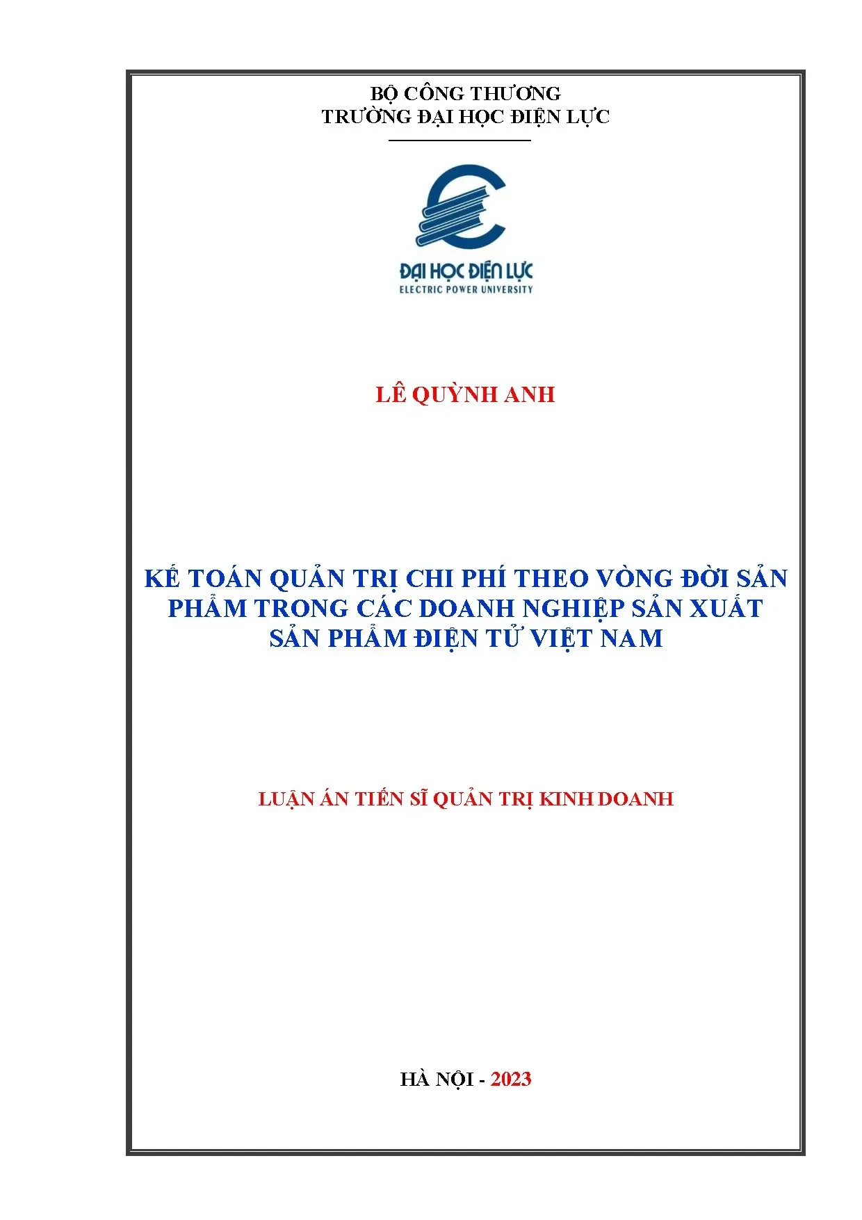 Kế toán quản trị chi phí vòng đời sản phẩm điện tử Việt Nam