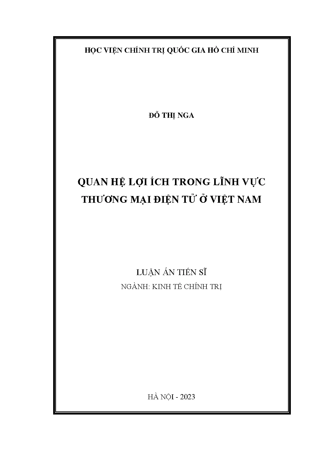 Luận án tiến sĩ kinh tế quan hệ lợi ích trong lĩnh vực thươn