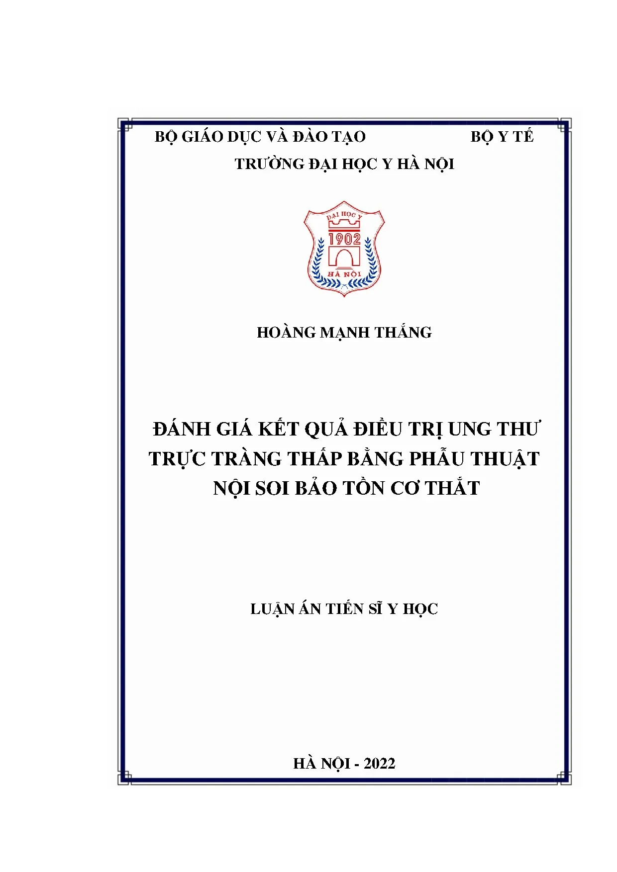 Luận án tiến sĩ đánh giá kết quả điều trị ung thư trực tràng