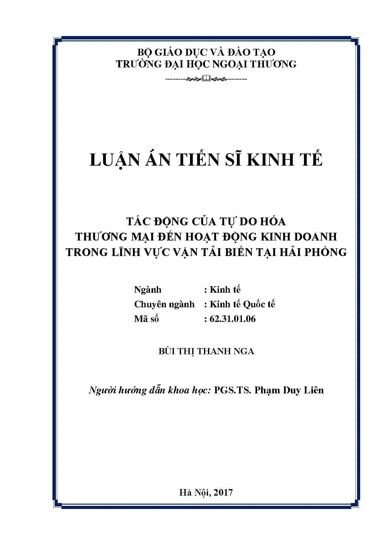 Tác động tự do hóa thương mại đến vận tải biển Hải Phòng