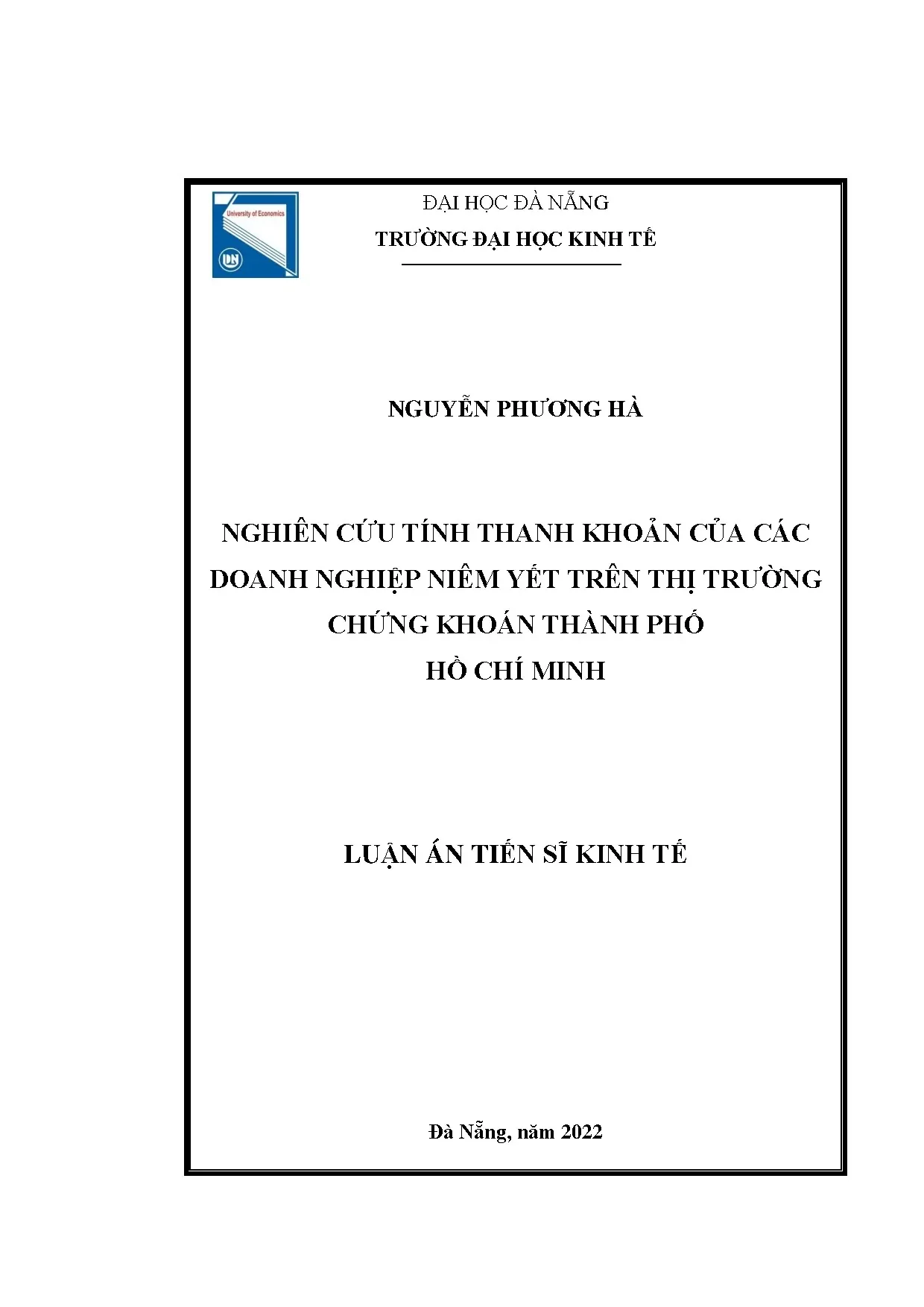 Luận án tiến sĩ nghiên cứu tính thanh khoản của các doanh ng