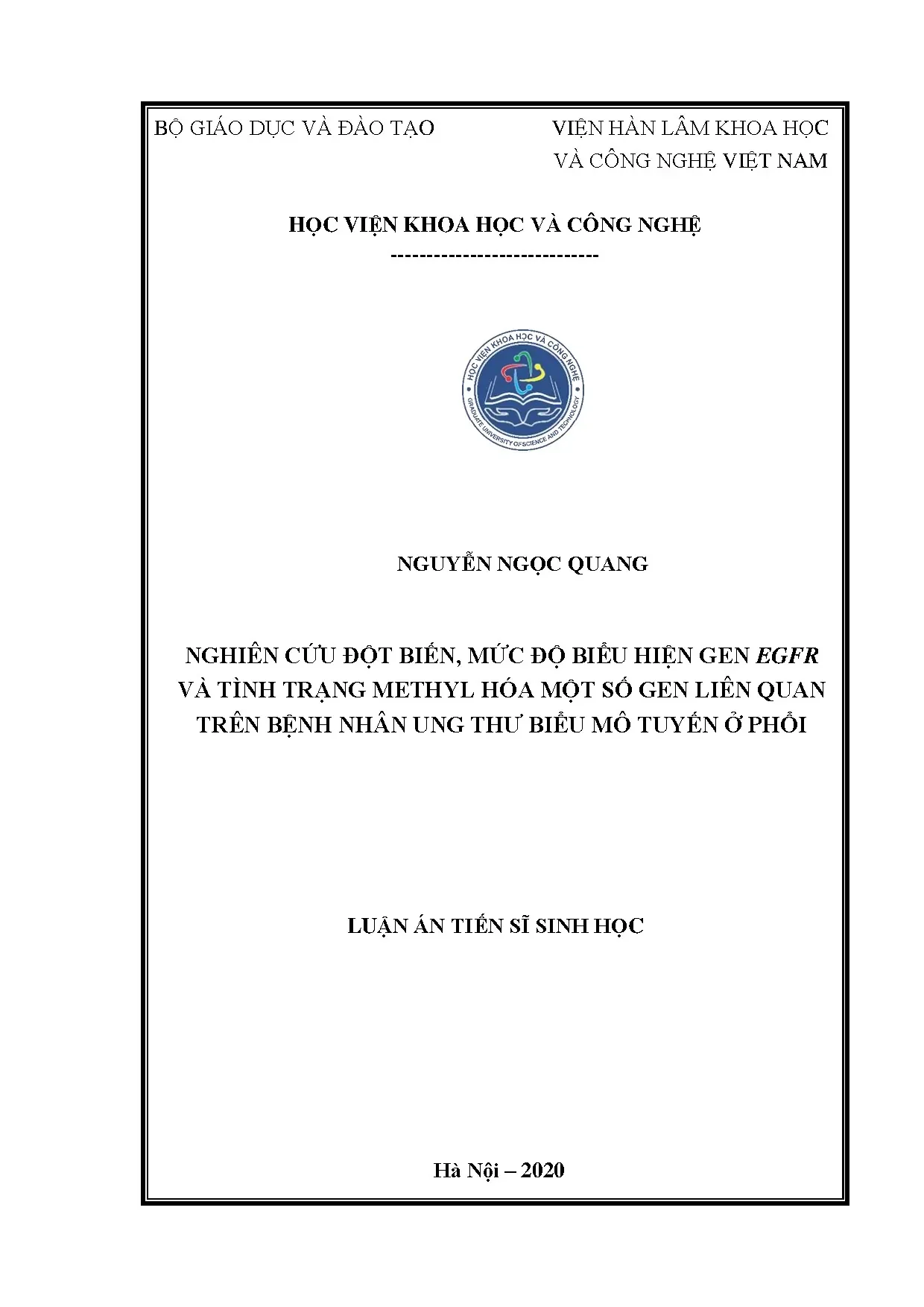 Nghiên cứu đột biến EGFR và methyl hóa gen trong ung thư phổi
