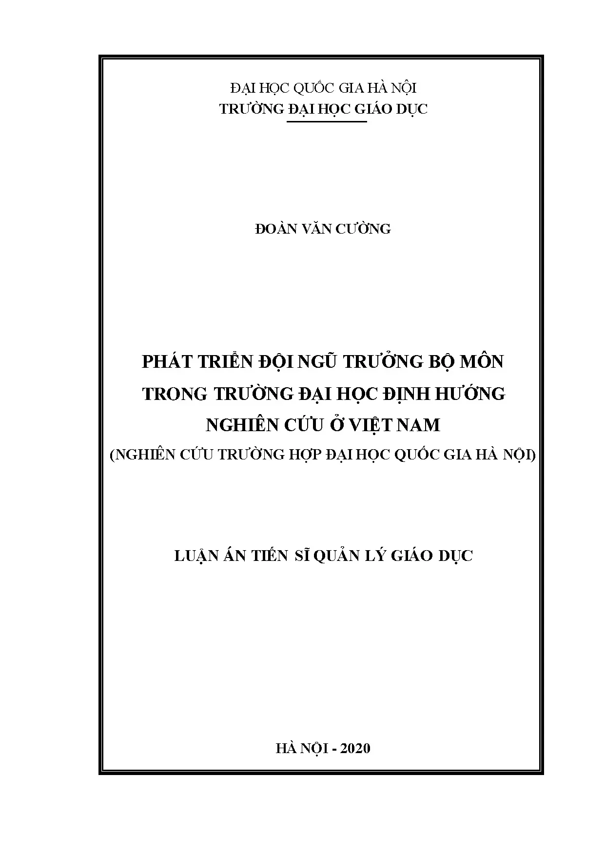 Phát triển đội ngũ trưởng bộ môn trong trường đại học