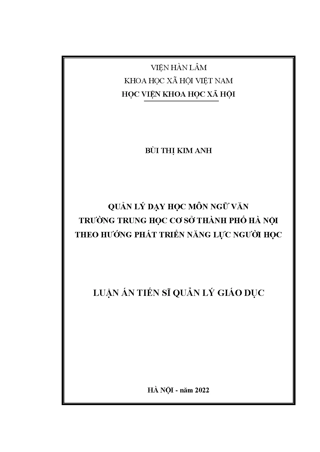 Luận án tiến sĩ quản lý dạy học môn ngữ văn trường trung học