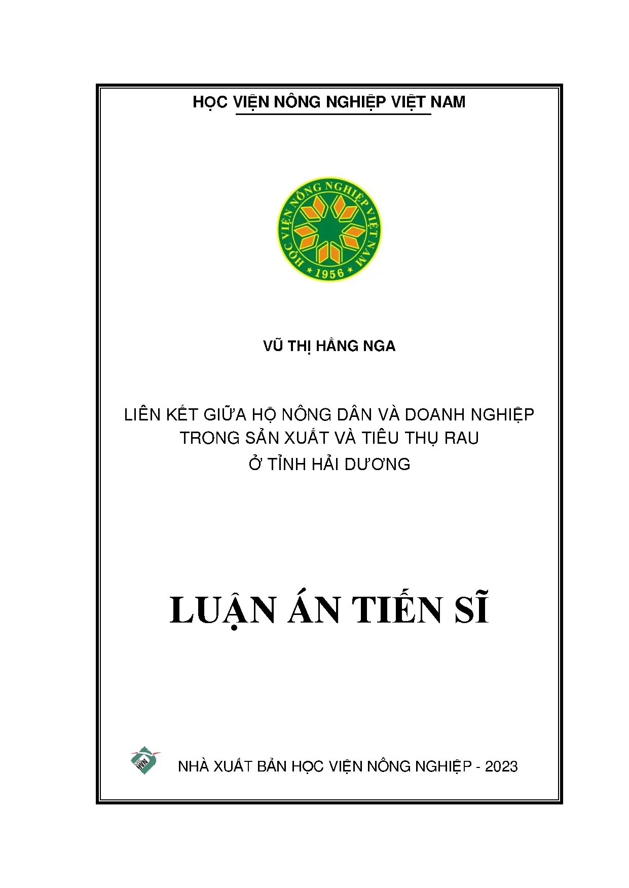 Luận án tiến sĩ quản trị kinh doanh liên kết giữa hộ nông dâ