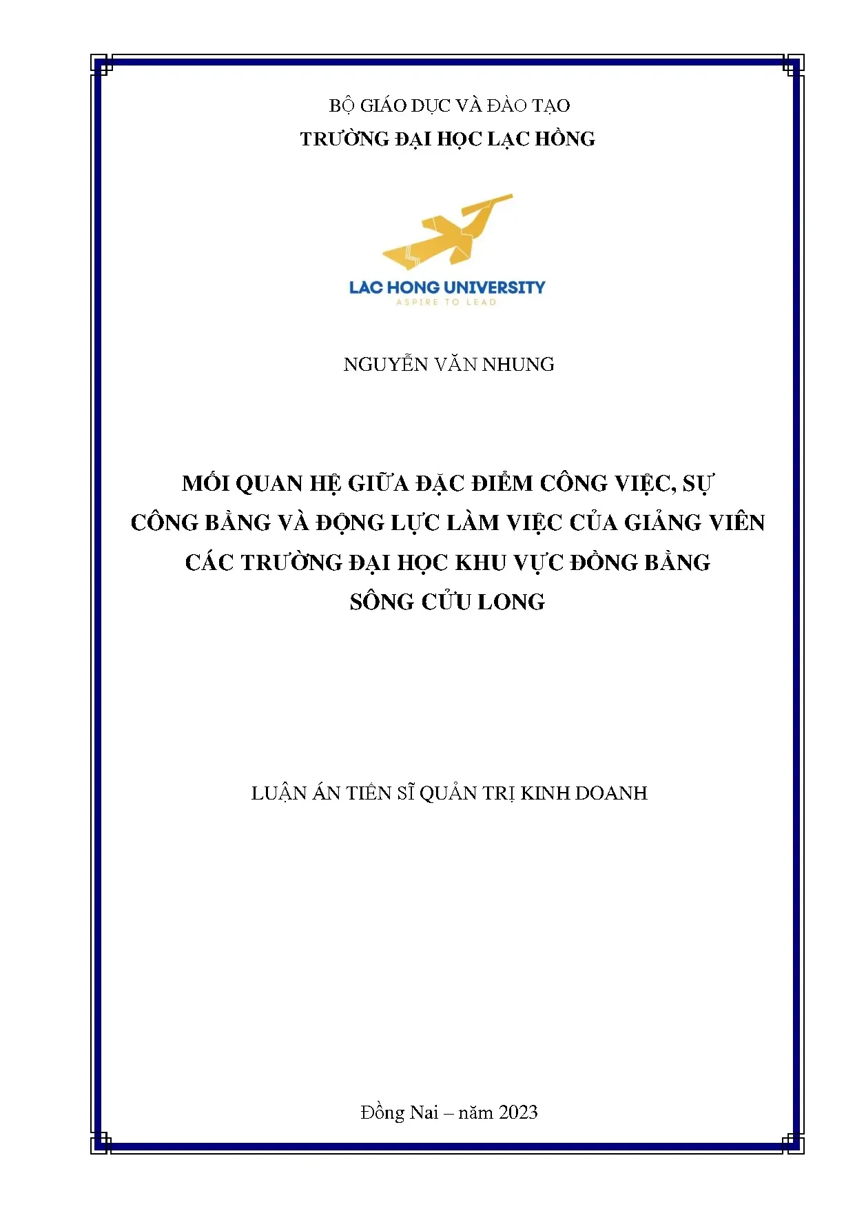 Mối quan hệ giữa đặc điểm công việc và động lực làm việc của giảng viên