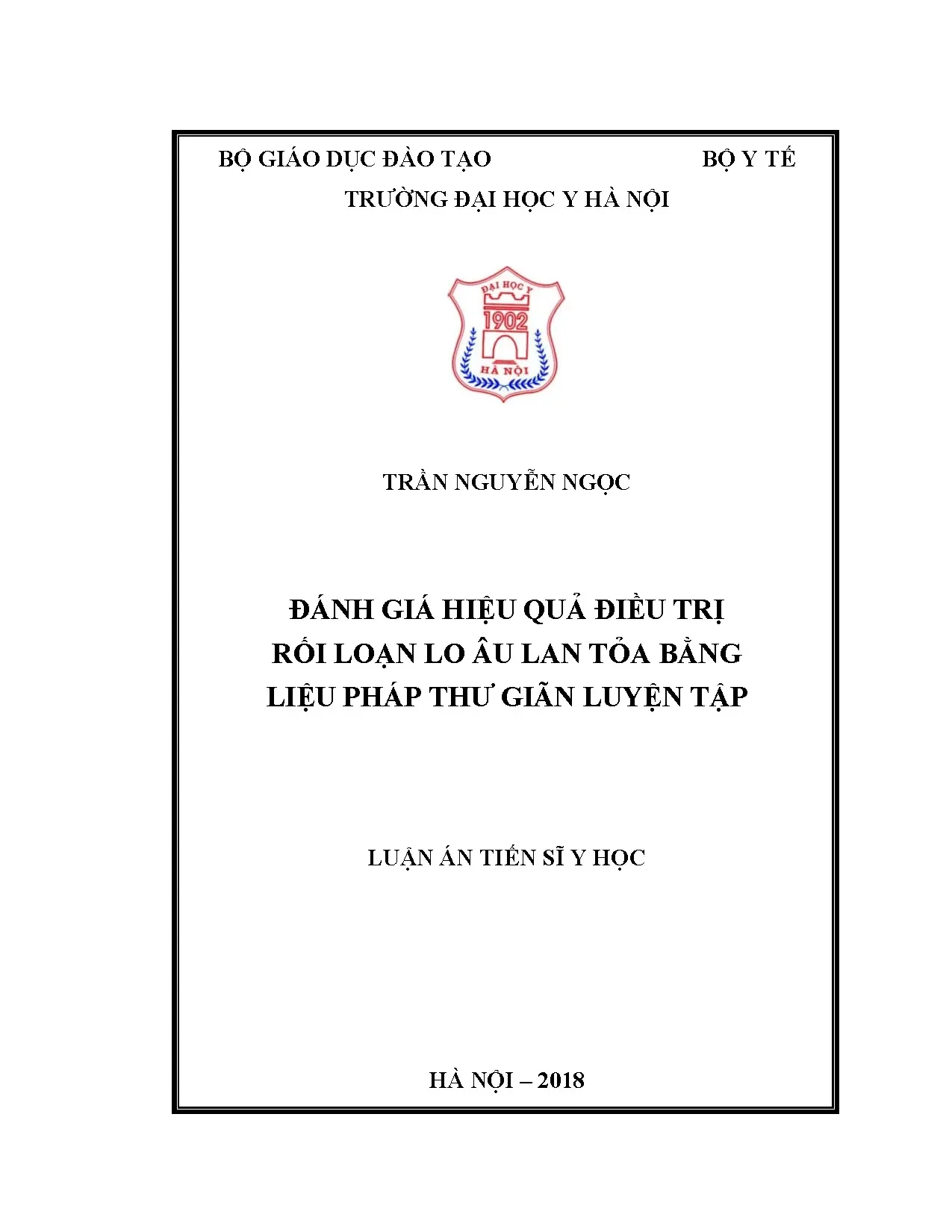 Hiệu quả liệu pháp thư giãn luyện tập điều trị rối loạn lo âu lan tỏa