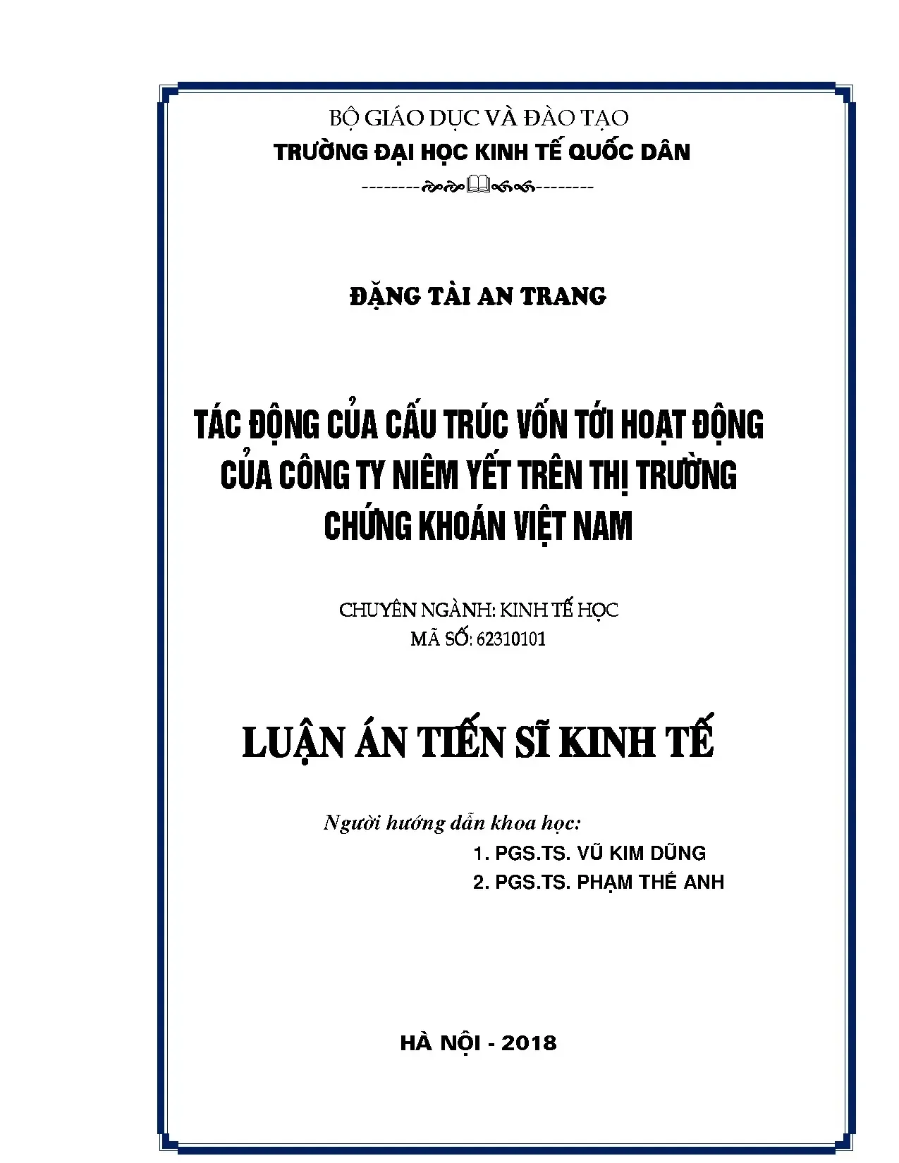 Tác động cấu trúc vốn lên hoạt động công ty niêm yết Việt Nam