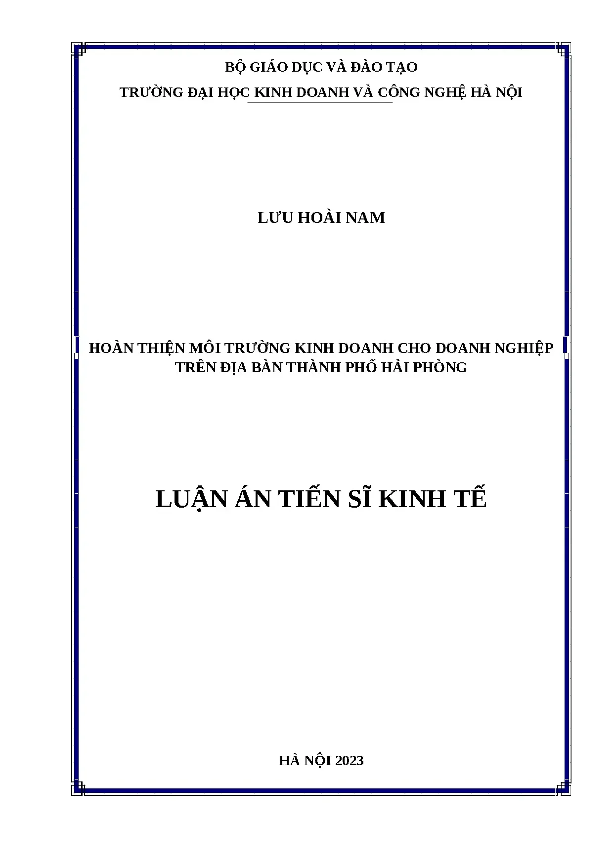 Hoàn thiện môi trường kinh doanh Hải Phòng cho doanh nghiệp