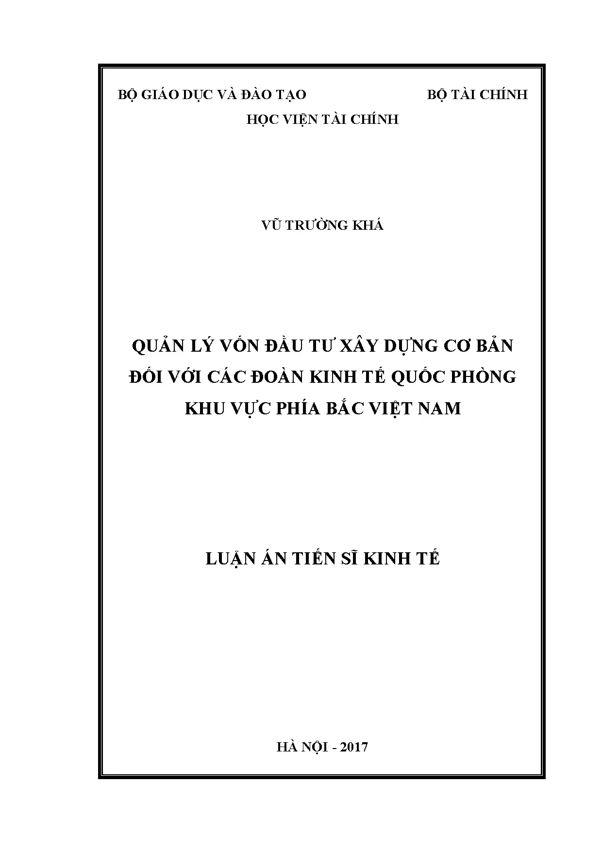 Quản lý vốn đầu tư xây dựng cơ bản khu vực phía Bắc