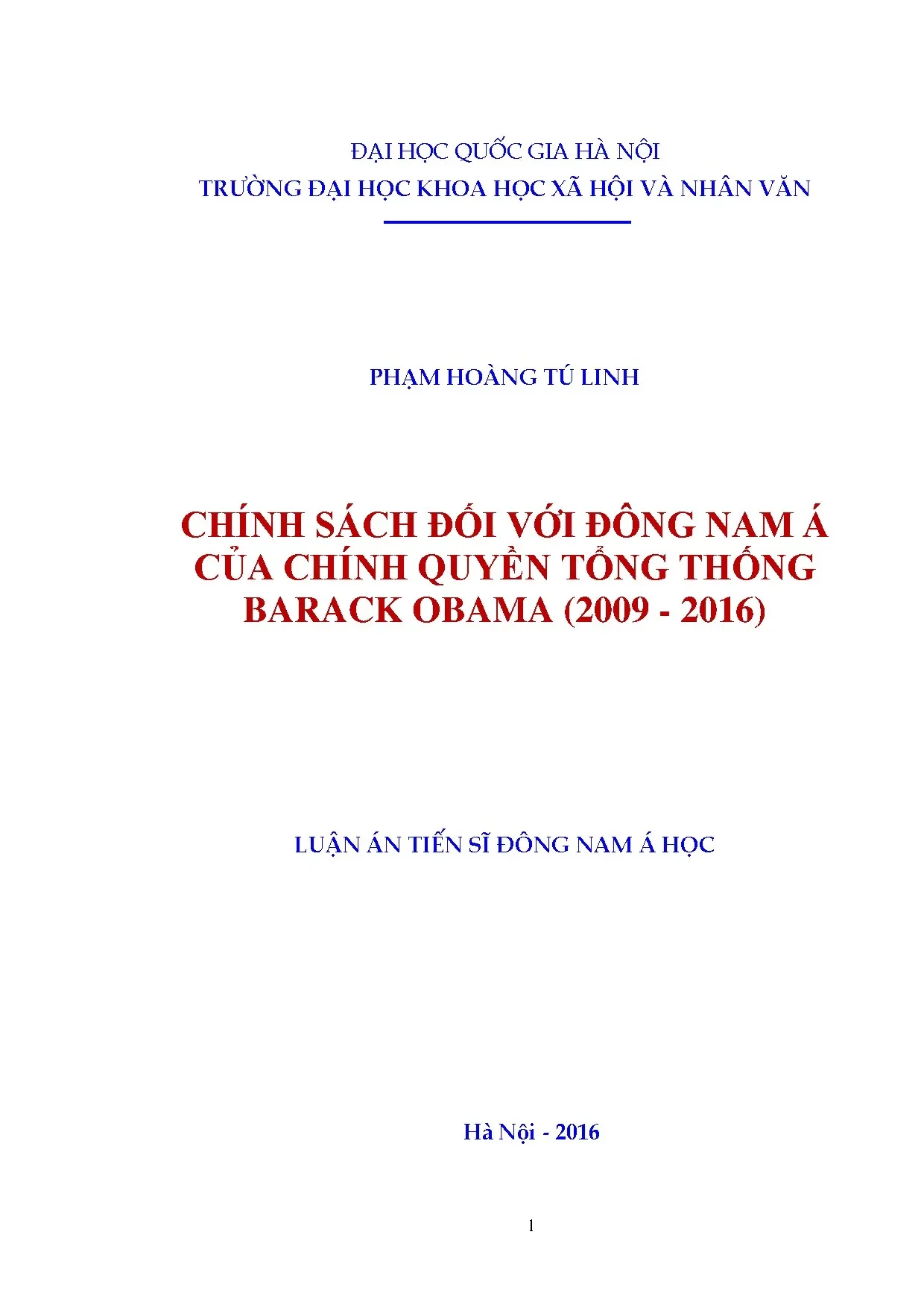 Luận án tiến sĩ chính sách đối với đông nam á của chính quyề