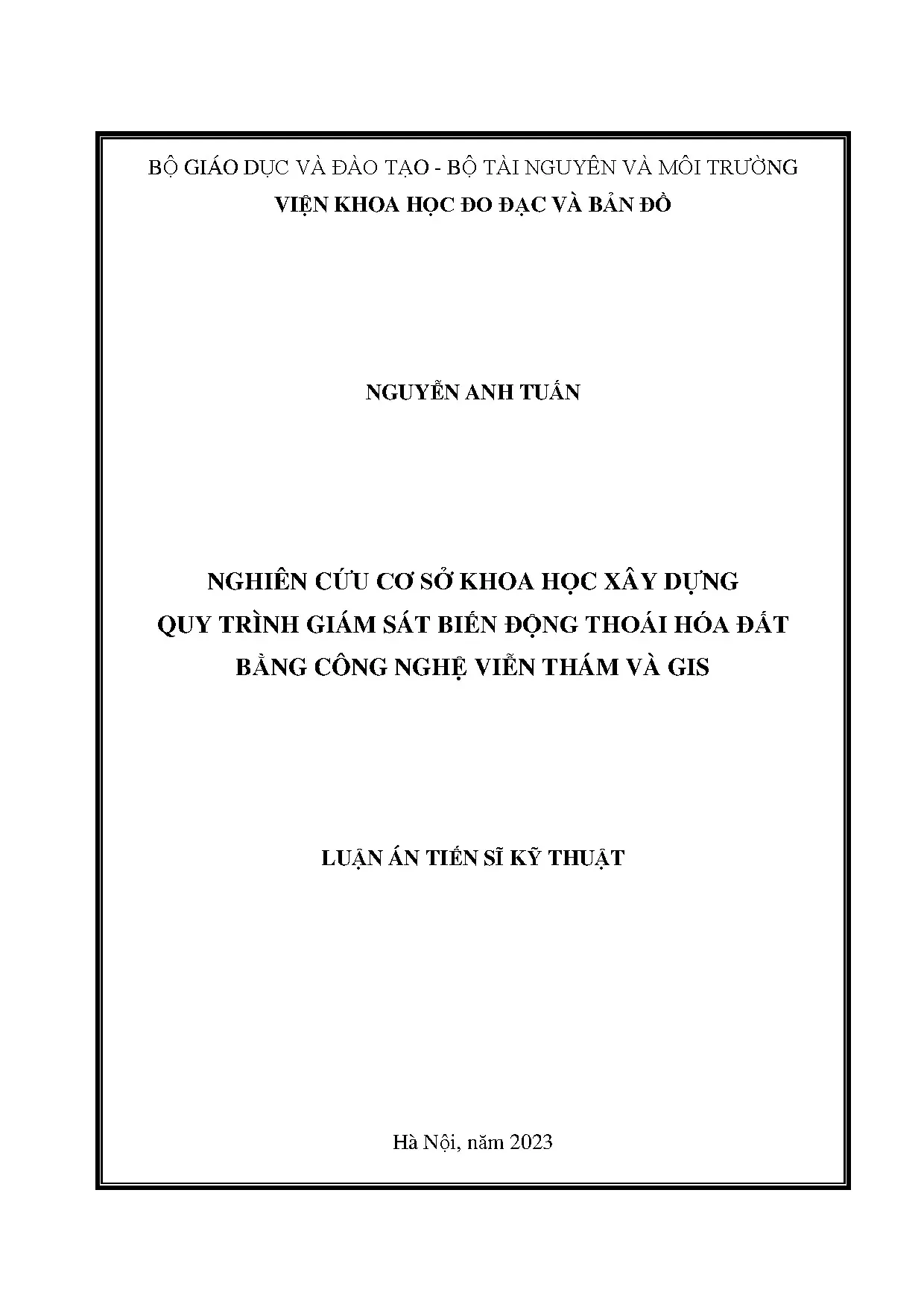 Giám sát biến động thoái hóa đất bằng viễn thám và GIS