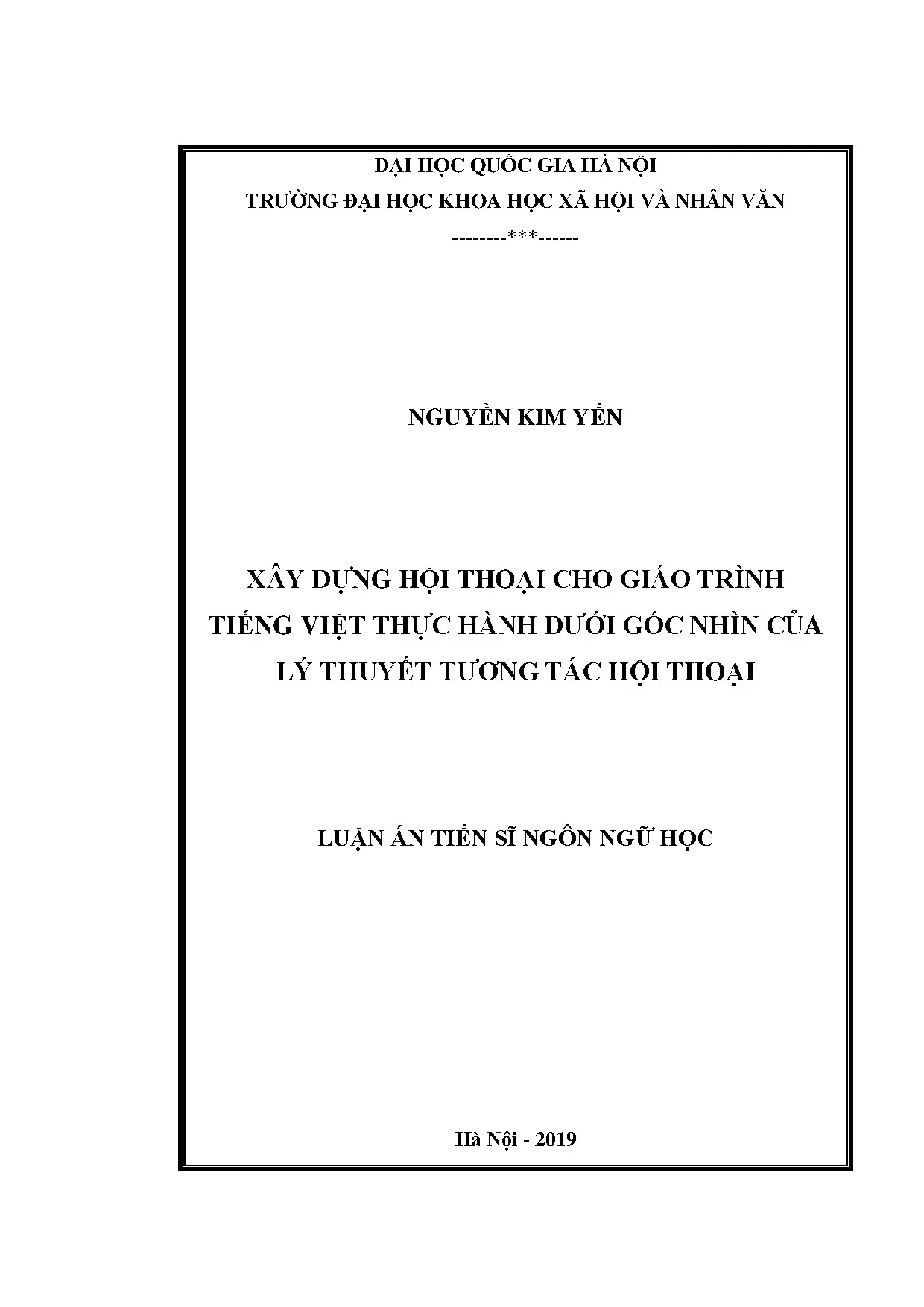 Luận án tiến sĩ xây dựng hội thoại cho giáo trình tiếng việt