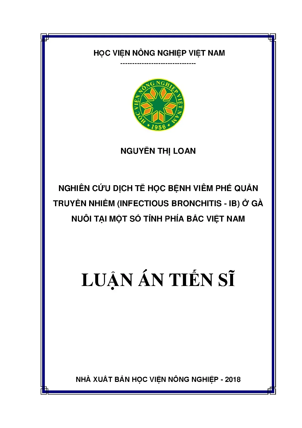 Nghiên cứu dịch tễ học IB ở gà miền Bắc Việt Nam