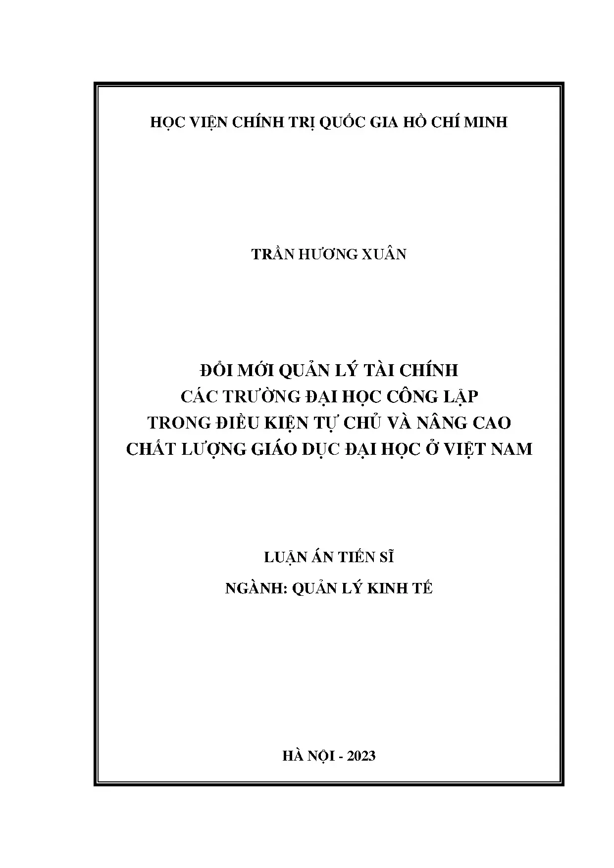 Đổi mới quản lý tài chính ĐH công lập ở Việt Nam