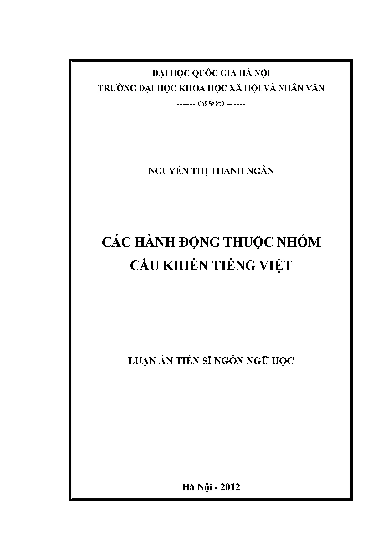 Luận án tiến sĩ các hành động thuộc nhóm cầu khiến tiếng việ