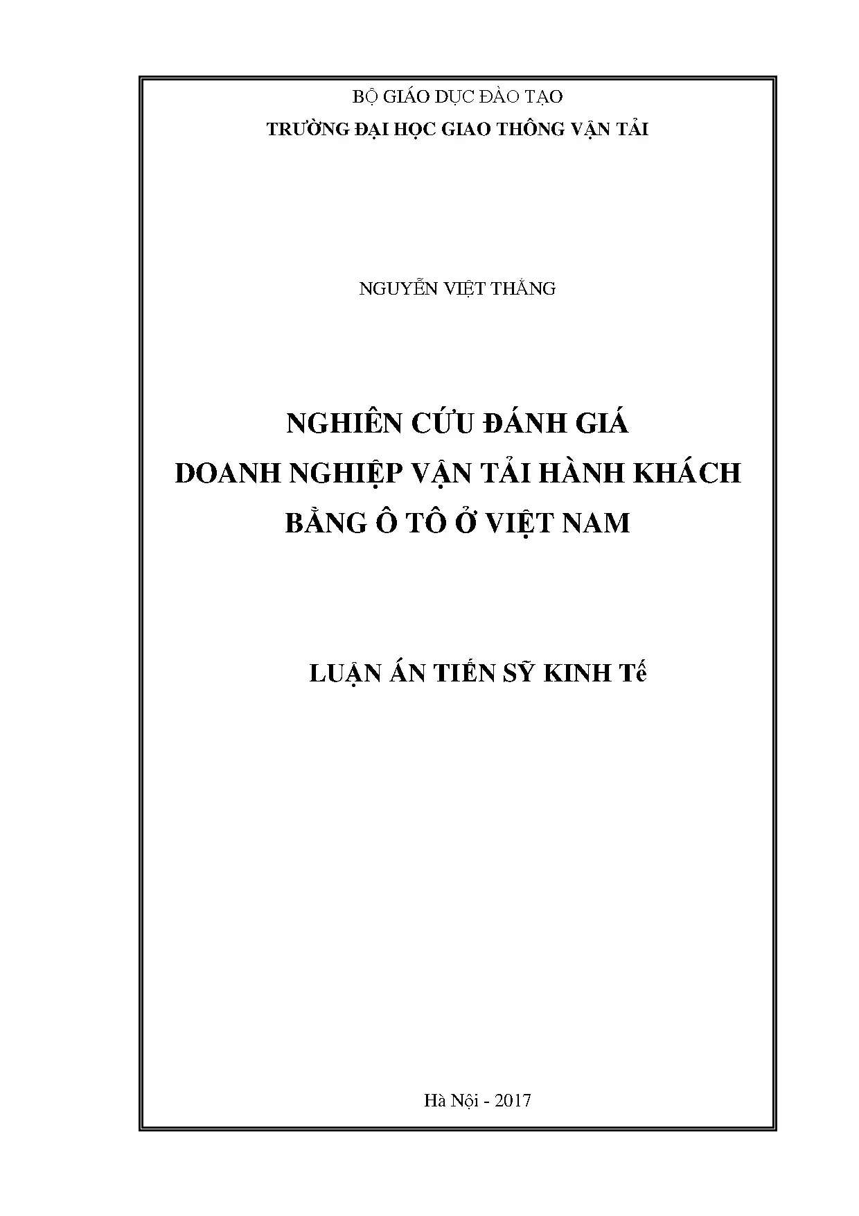 Đánh giá doanh nghiệp vận tải hành khách đường bộ Việt Nam