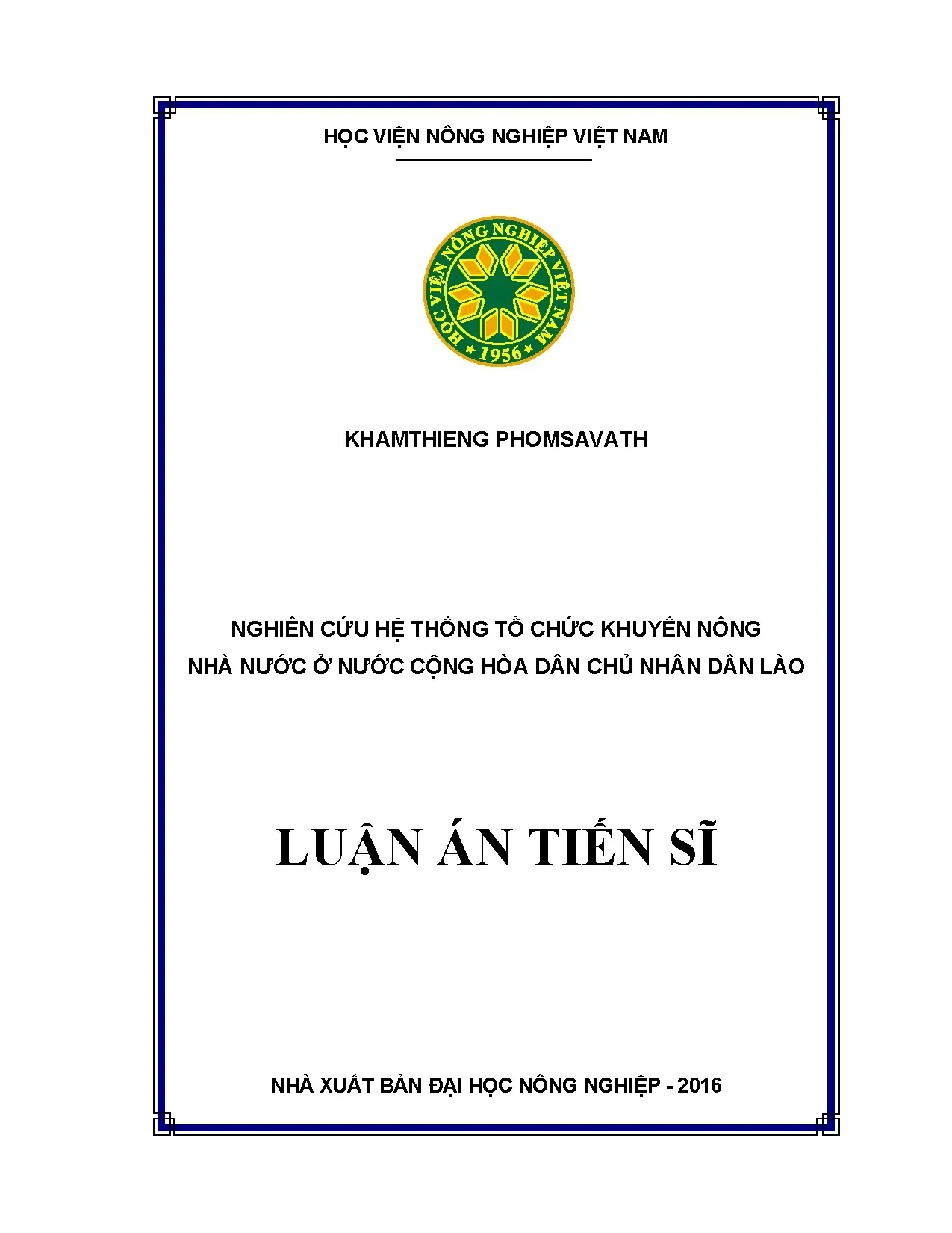 Nghiên cứu hệ thống khuyến nông nhà nước Lào