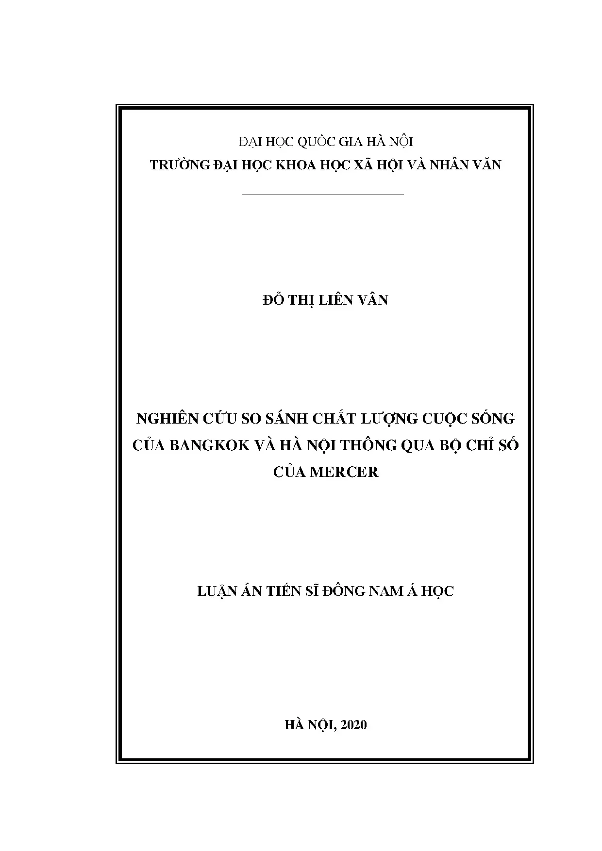 Luận án tiến sĩ nghiên cứu so sánh chất lượng cuộc sống của