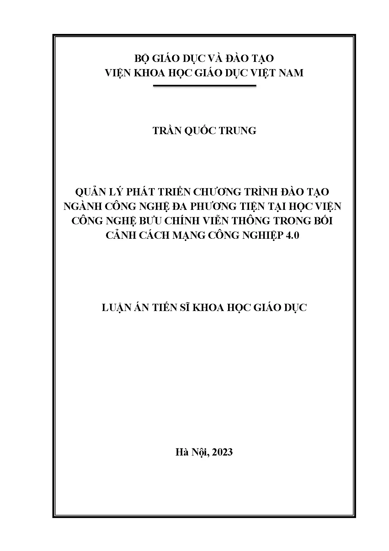 Quản lý phát triển chương trình đào tạo ngành công nghệ đa phương tiện