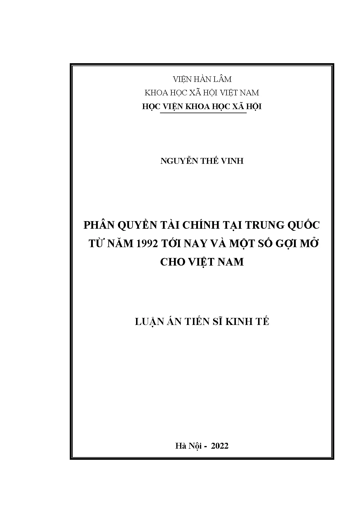 Luận án tiến sĩ phân quyền tài chính tại trung quốc từ năm 1