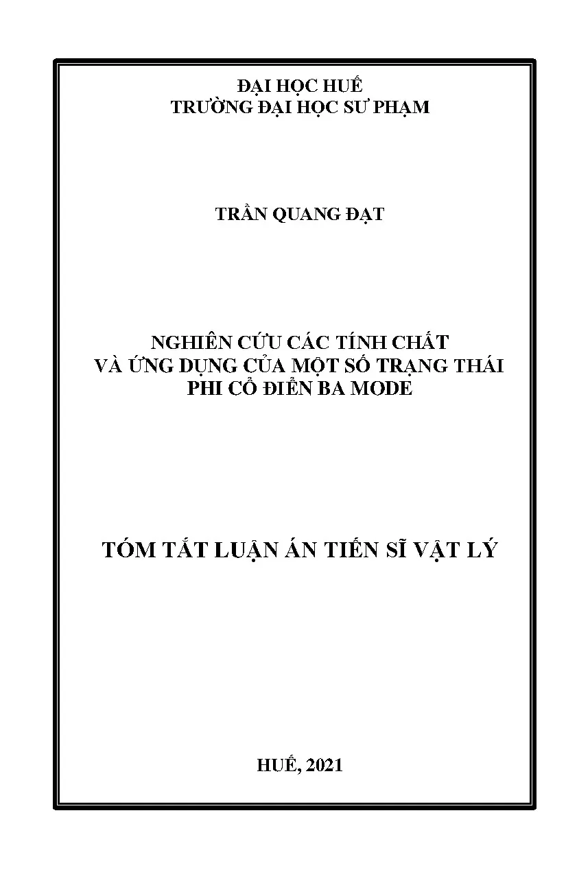 Luận án TS Vật lý: Trạng thái phi cổ điển ba mode
