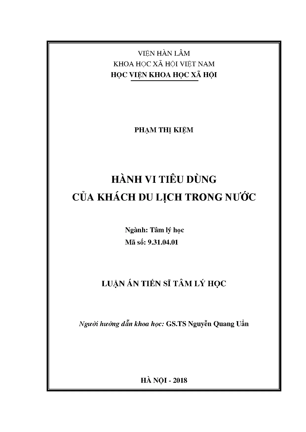 Hành vi tiêu dùng của khách du lịch trong nước