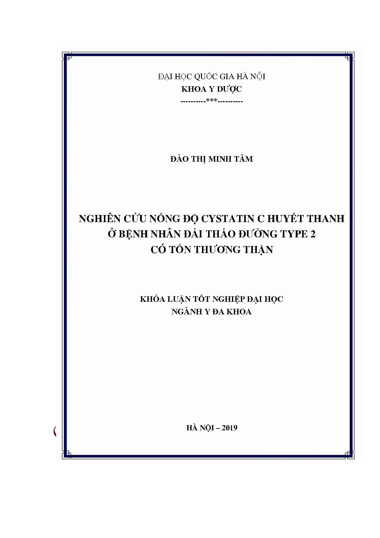Nghiên cứu nồng độ cystatin c huyết thanh ở bệnh nhân đái th