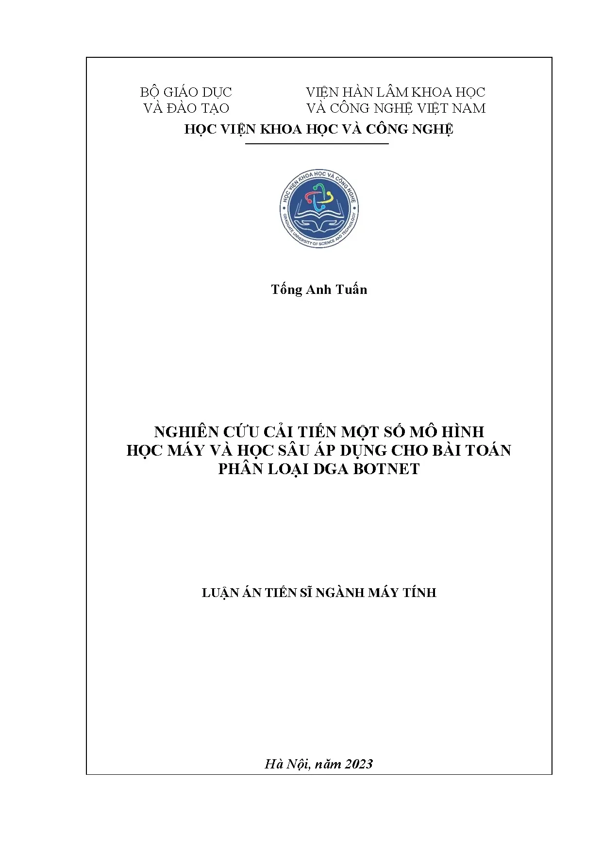 Cải tiến mô hình học máy/sâu phân loại DGA Botnet