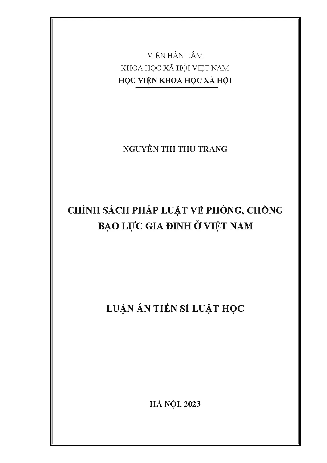 Chính sách pháp luật về phòng chống bạo lực gia đình ở Việt Nam