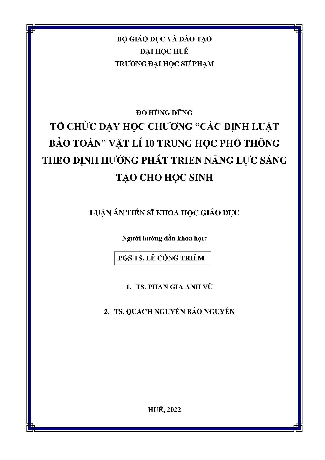 Phát triển năng lực sáng tạo cho học sinh qua dạy học vật lý 10 THPT