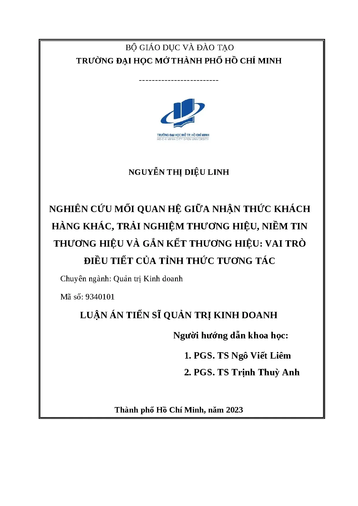 Nghiên cứu mối quan hệ giữa nhận thức khách hàng và thương hiệu