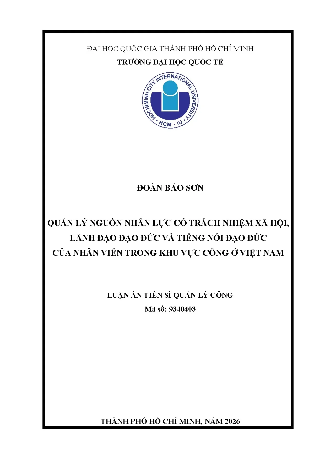 Quản lý nhân lực có trách nhiệm xã hội và lãnh đạo đạo đức trong khu vực công