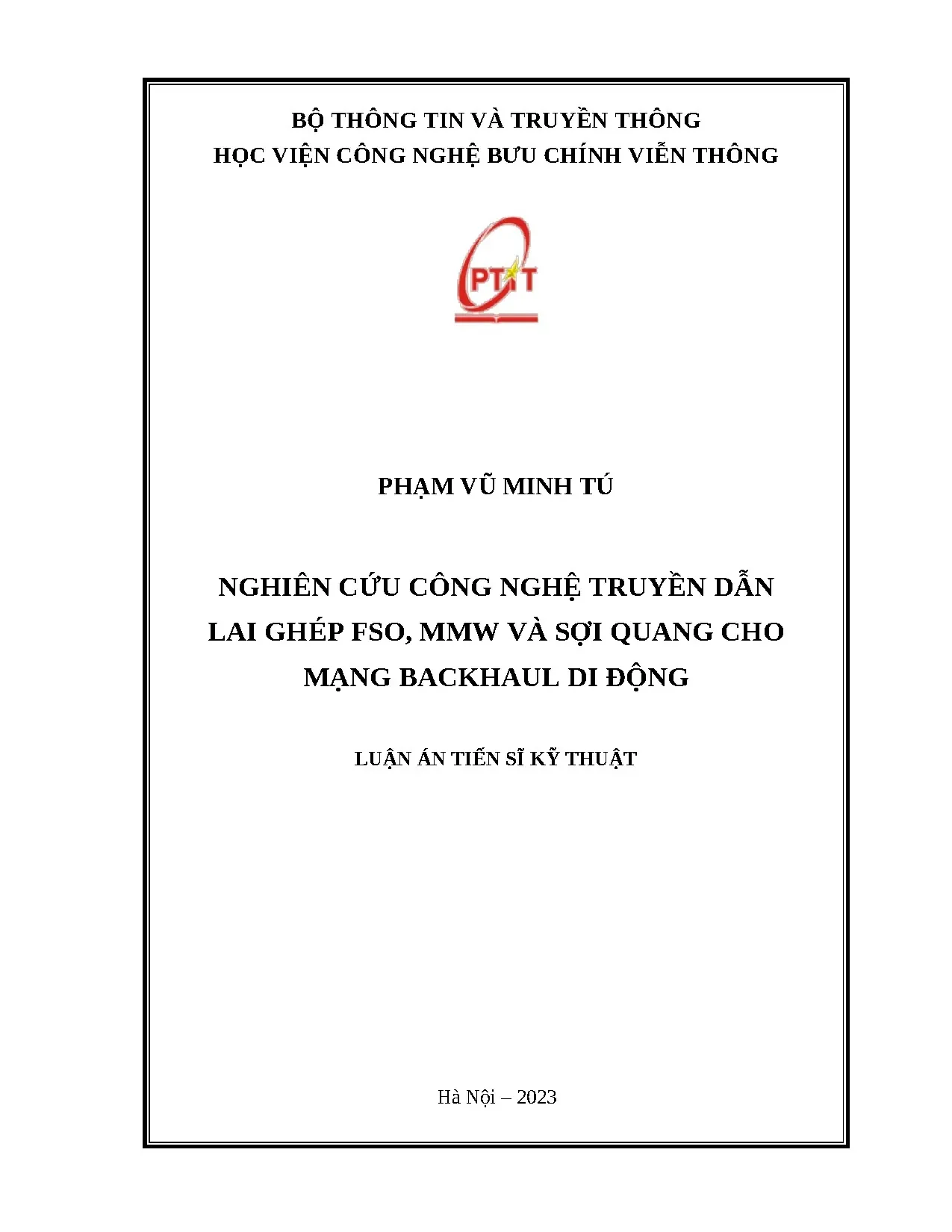 Nghiên cứu công nghệ truyền dẫn lai ghép FSO, MMW và sợi quang